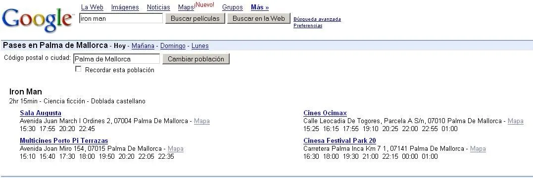Mira la cartelera de tu localidad con Google | aNieto2K