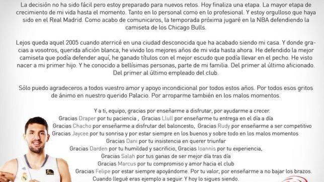 Mirotic se «olvida» de Laso en su carta de despedida del Real ... Mirotic se «olvida» de Laso en su carta de despedida del Real ...