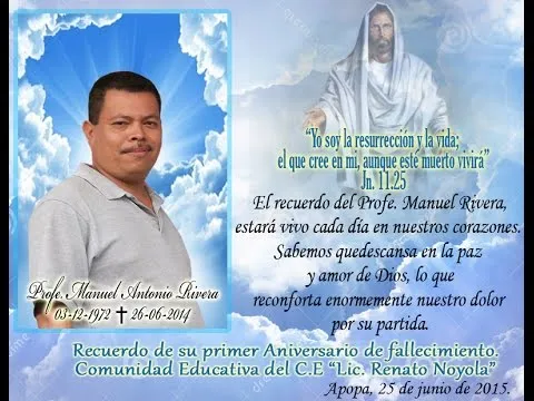 MISA DEL 1° ANIVERSARIO DE FALLECIMIENTO DEL PROF. MANUEL RIVERA ... MISA DEL 1° ANIVERSARIO DE FALLECIMIENTO DEL PROF. MANUEL RIVERA ...