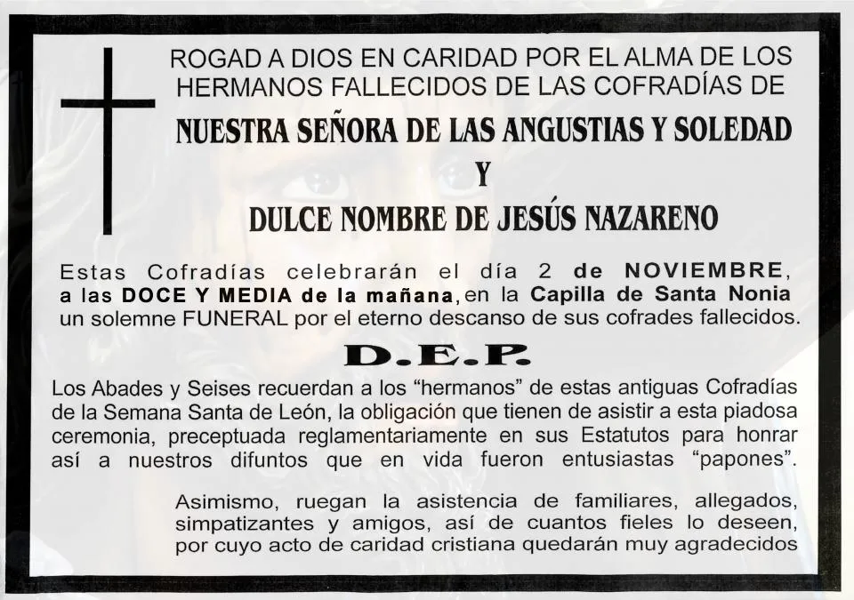 Misa de Fieles Difuntos: Cofradía del Dulce Nombre de Jesús Nazareno Misa de Fieles Difuntos: Cofradía del Dulce Nombre de Jesús Nazareno