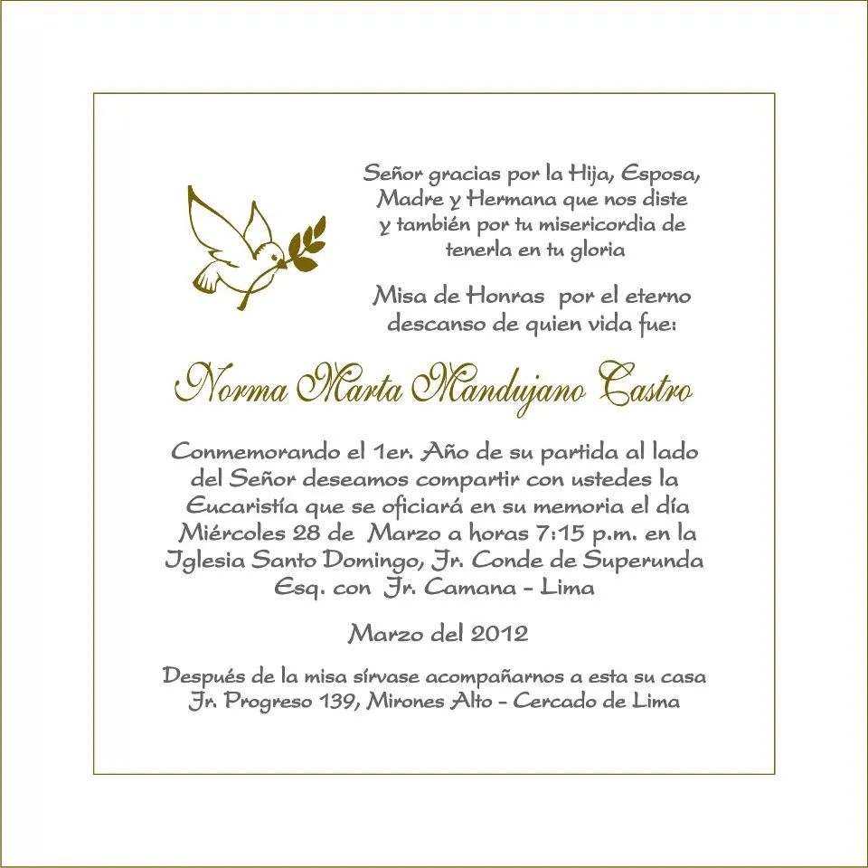 Invitaciónes de misas de difuntos - Imagui
