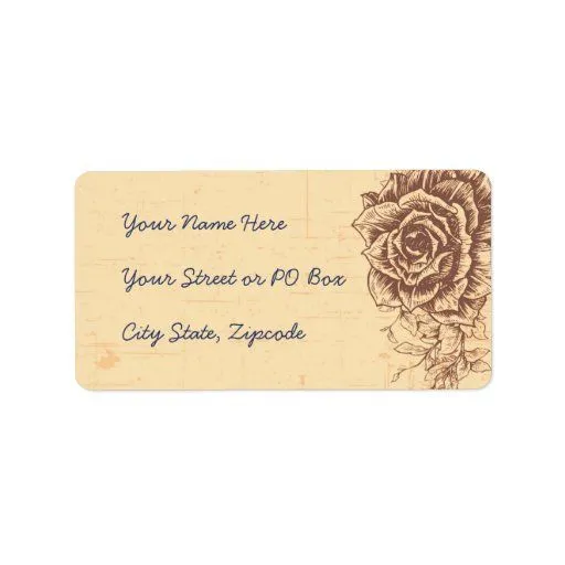 Moccasin Vintage Rose Border Wedding Personalized Address Label ...