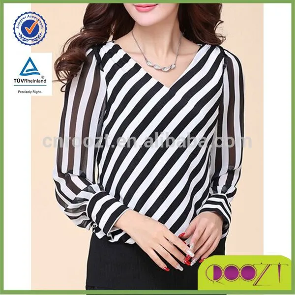 Moda corte de la blusa de rayas de la cebra de manga larga con ... Moda corte de la blusa de rayas de la cebra de manga larga con ...