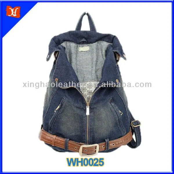 Moda Jean azul del dril de algodón de la tela mochila bolsas para ...