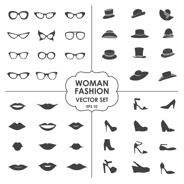 Moda mujer set vector - iconos, gafas, sombreros, zapatos, labios ... Moda mujer set vector - iconos, gafas, sombreros, zapatos, labios ...