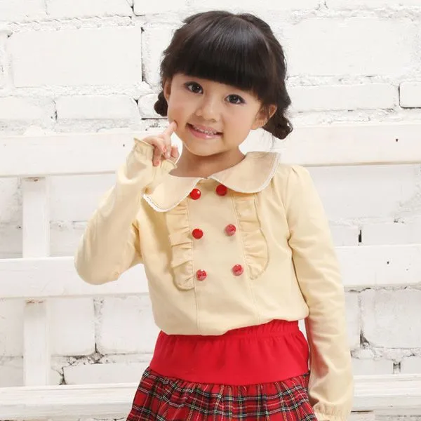 La moda de otoño para niña Top imágenes cuello diseño de la blusa ...