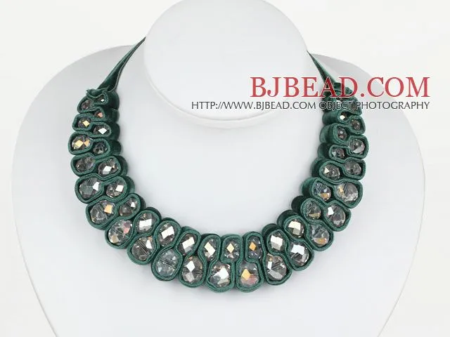 Moda transparente con cristal colorido tejido Collar babero con ... Moda transparente con cristal colorido tejido Collar babero con ...