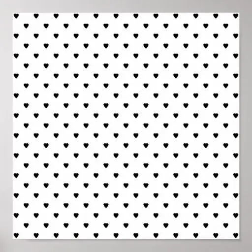 Modelo blanco y negro de los corazones póster | Zazzle