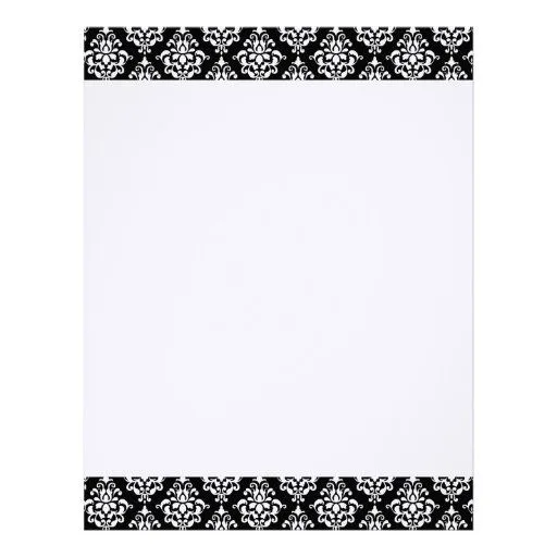 Modelo blanco negro 1 del damasco del vintage membrete | Zazzle