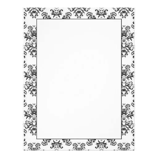 Modelo blanco y negro del damasco del vintage membrete a diseño ...