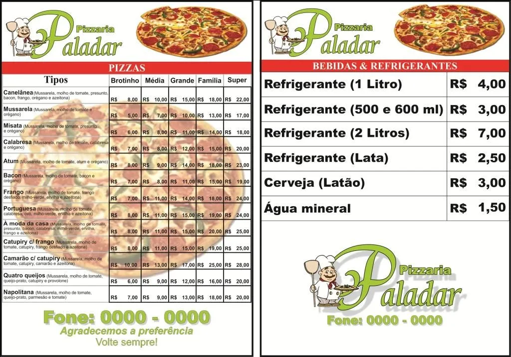 Modelo de Cardápio para Pizzarias - Vetores Download