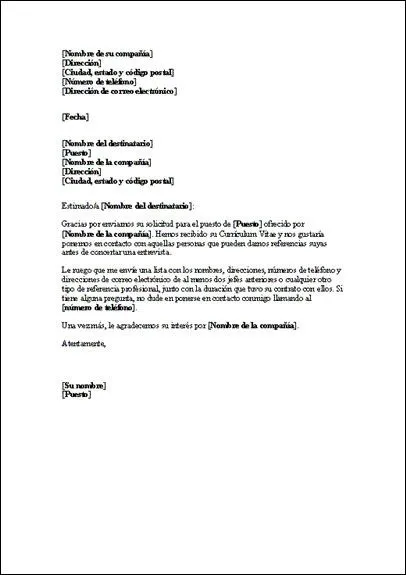Modelo de carta de pedido de referencias : Curriculum Vitae Plantilla Modelo de carta de pedido de referencias : Curriculum Vitae Plantilla