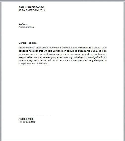 Ejemplos de cartas de recomendación laboral word - Imagui