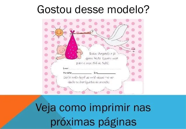 Modelo de Convite de Chá de Bebê - Menina - Modelo 1