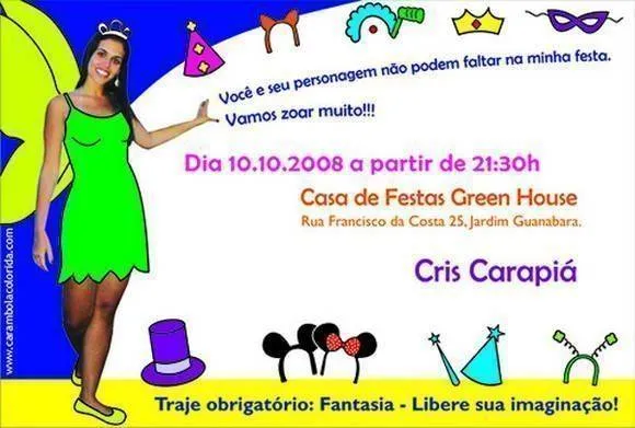Modelo de convite de festa a fantasia - Imagui
