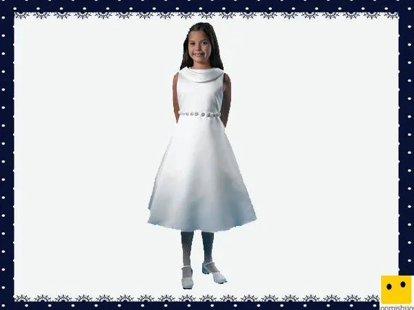 Modelo corto de raso. Vestidos Primera Comunión niñas Modelo corto de raso. Vestidos Primera Comunión niñas