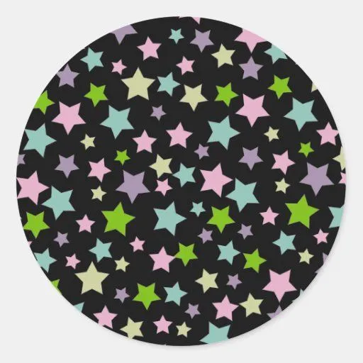 Modelo de estrellas en colores pastel en negro pegatinas de Zazzle.