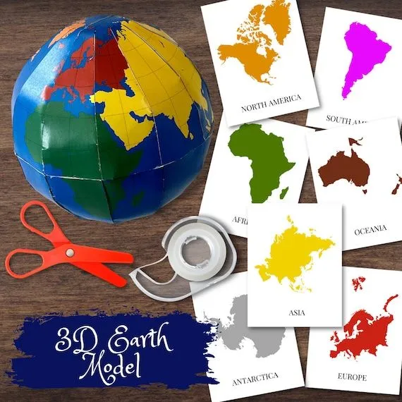 Modelo de globo terráqueo 3D con continentes de colores - Etsy México Modelo de globo terráqueo 3D con continentes de colores - Etsy México
