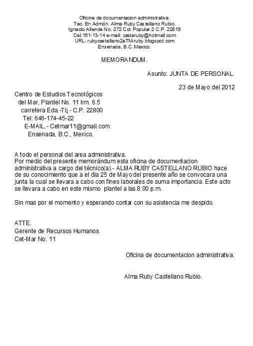 Modelo de memorandum - Imagui