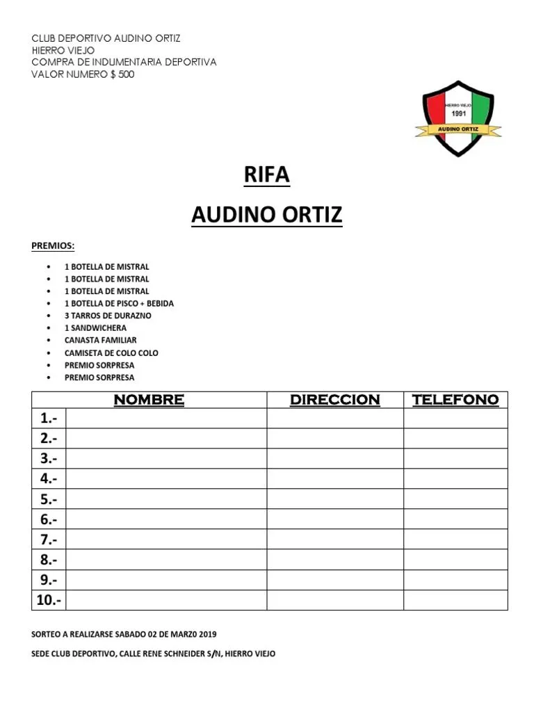 Modelo de Rifa A Beneficio | PDF