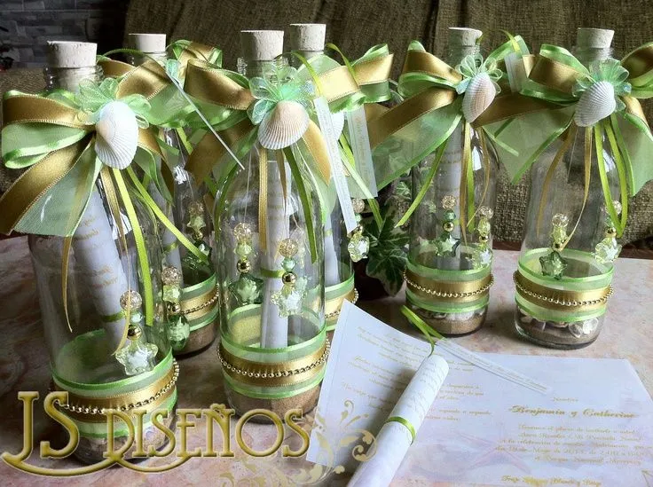 Modelo T097 Botellas decoradas para boda | Tarjetas JS Diseños ...
