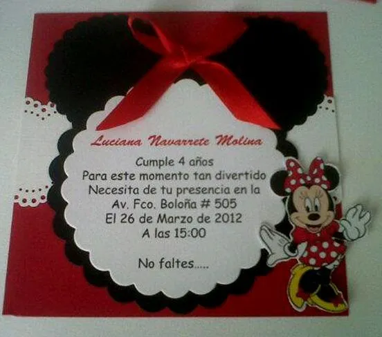 Modelo de tarjetas de cumpleaños Minnie - Imagui | Invitaciones ... Modelo de tarjetas de cumpleaños Minnie - Imagui | Invitaciones ...