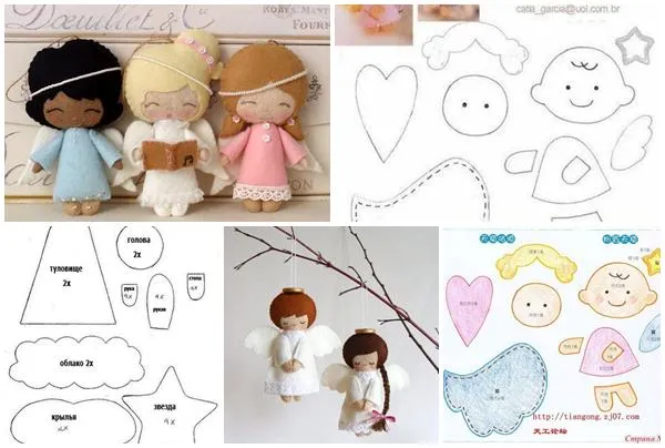 Modelos para hacer angelitos de fieltro
