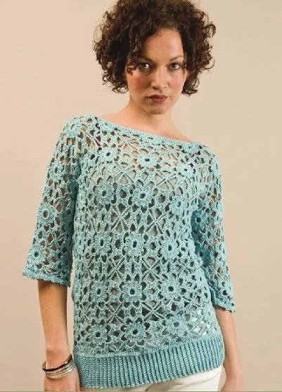 9 MODELOS DE BLUSAS PARA TEJER A CROCHET CON PASTILLAS PATRONES Y ...