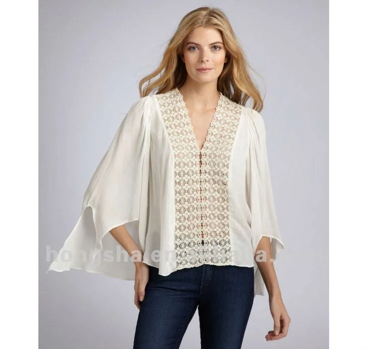 los modelos de blusas de tela para las mujeres hsb024-Mujer Blusas ...