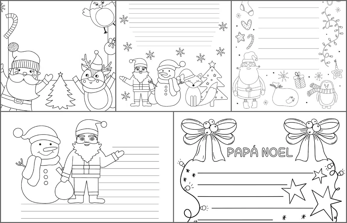 5 modelos de carta para Papá Noel para imprimir y colorear - Etapa Infantil 5 modelos de carta para Papá Noel para imprimir y colorear - Etapa Infantil