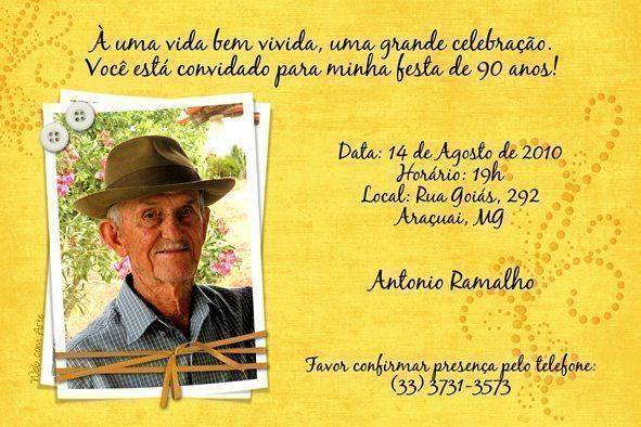 Convites de Aniversário de 90 anos