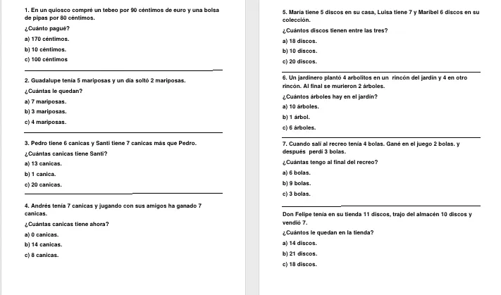 Modelos didácticos para primaria: Problemas con diferentes ...