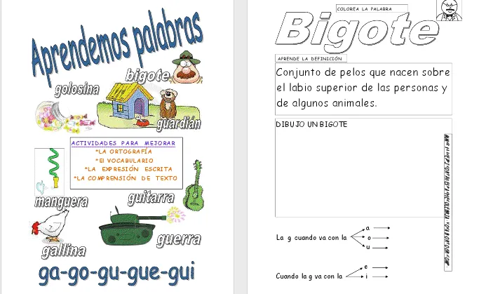 Modelos didácticos para primaria: Reglas ga-gue-gui-go-gu/za-ce-ci ...