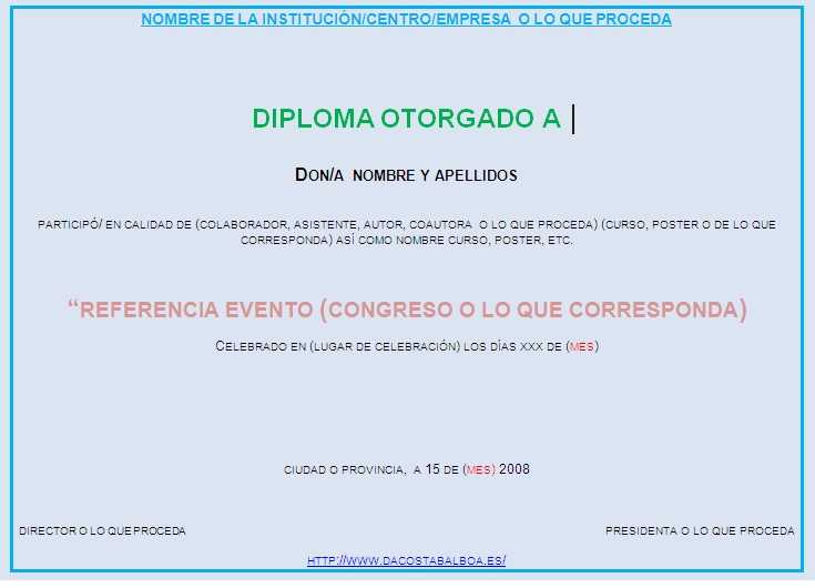 Modelos para diplomas, charlas, etc.