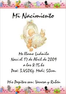 Modelos de tarjetas de nacimiento de bebé gratis - Imagui Modelos de tarjetas de nacimiento de bebé gratis - Imagui