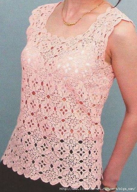 Modelos de tejido: Tema de calados cuadrados rosados | blusas ...