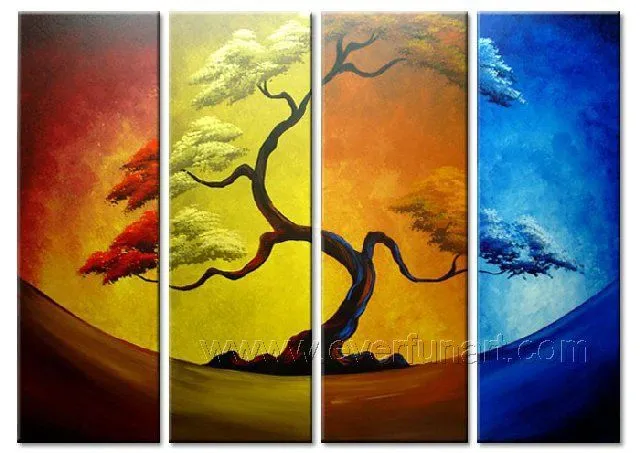 Moderna profesional pintado a mano 4 piece paisaje sin marco ... Moderna profesional pintado a mano 4 piece paisaje sin marco ...