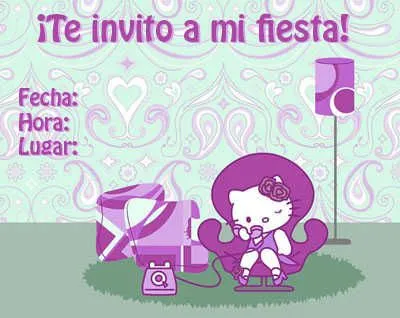 Modernas invitaciones de Hello Kitty para imprimir | Fiesta101