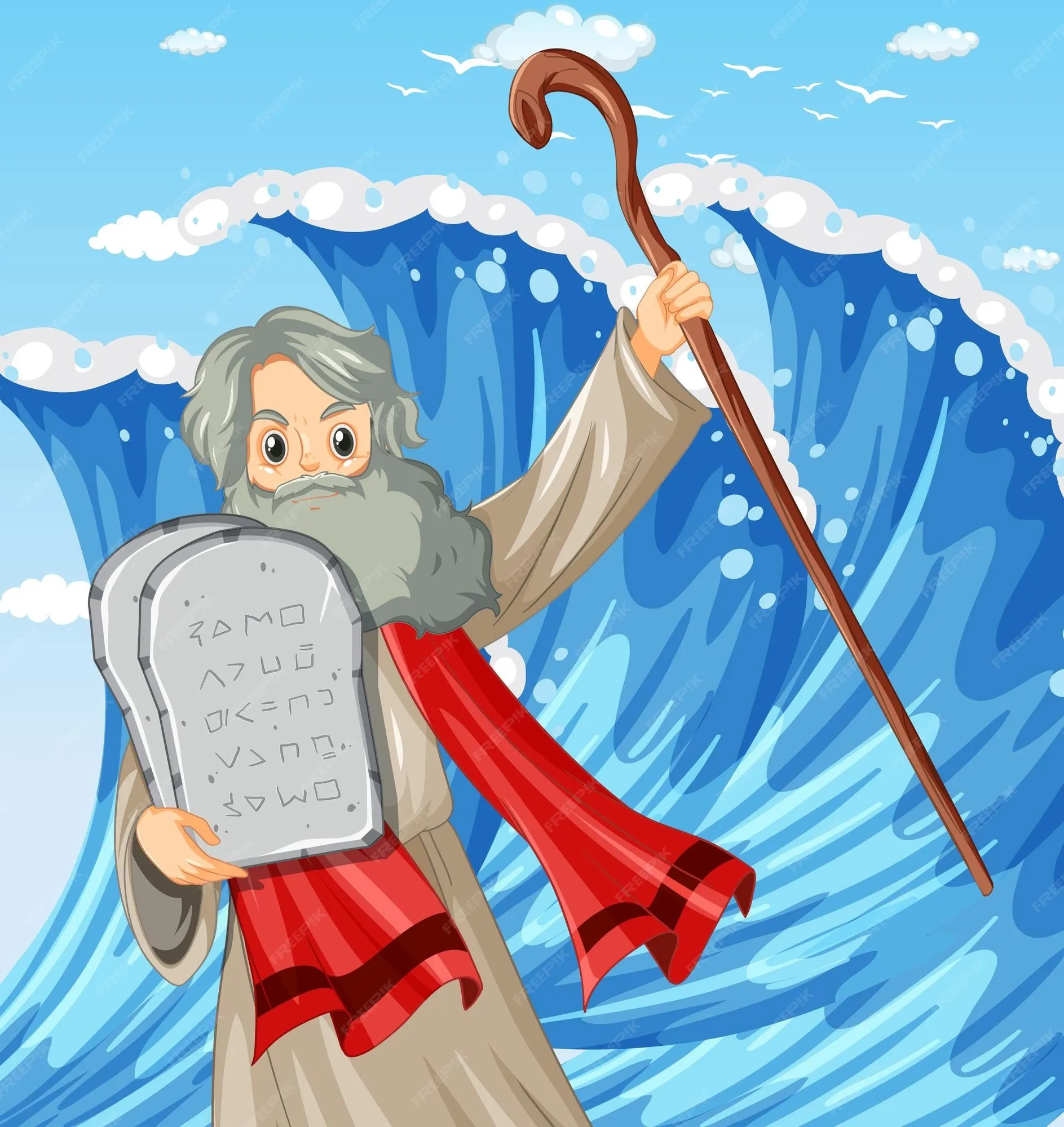Moisés sosteniendo la piedra de los diez mandamientos | Vector Gratis Moisés sosteniendo la piedra de los diez mandamientos | Vector Gratis