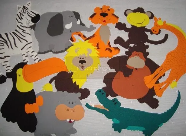 Molde de animales de la selva en foami - Imagui