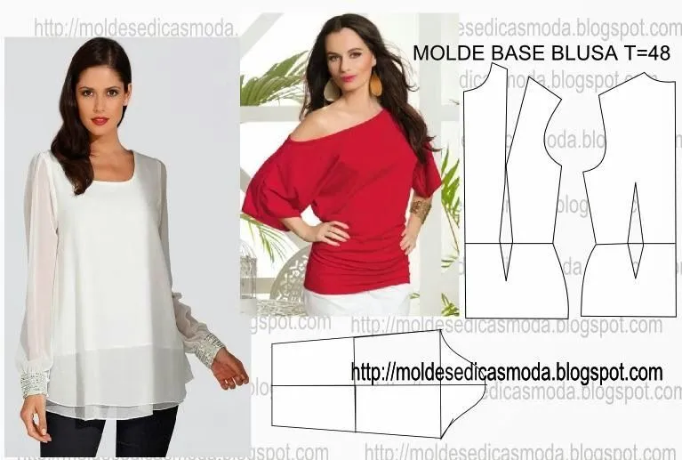 MOLDE BASE DE BLUSA TAMANHO 48 - Moldes Moda por Medida