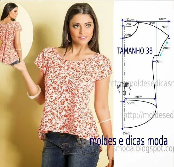 MOLDE DE BLUSA FÁCIL-64 ~ Moldes Moda por Medida | Cosas para ...