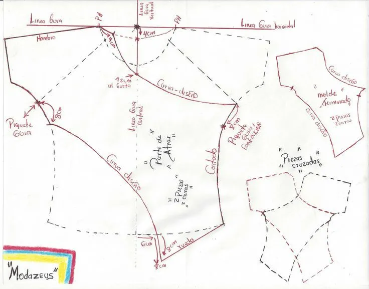 molde de blusas para niñas con espalda cruzada | blusas faldas ...