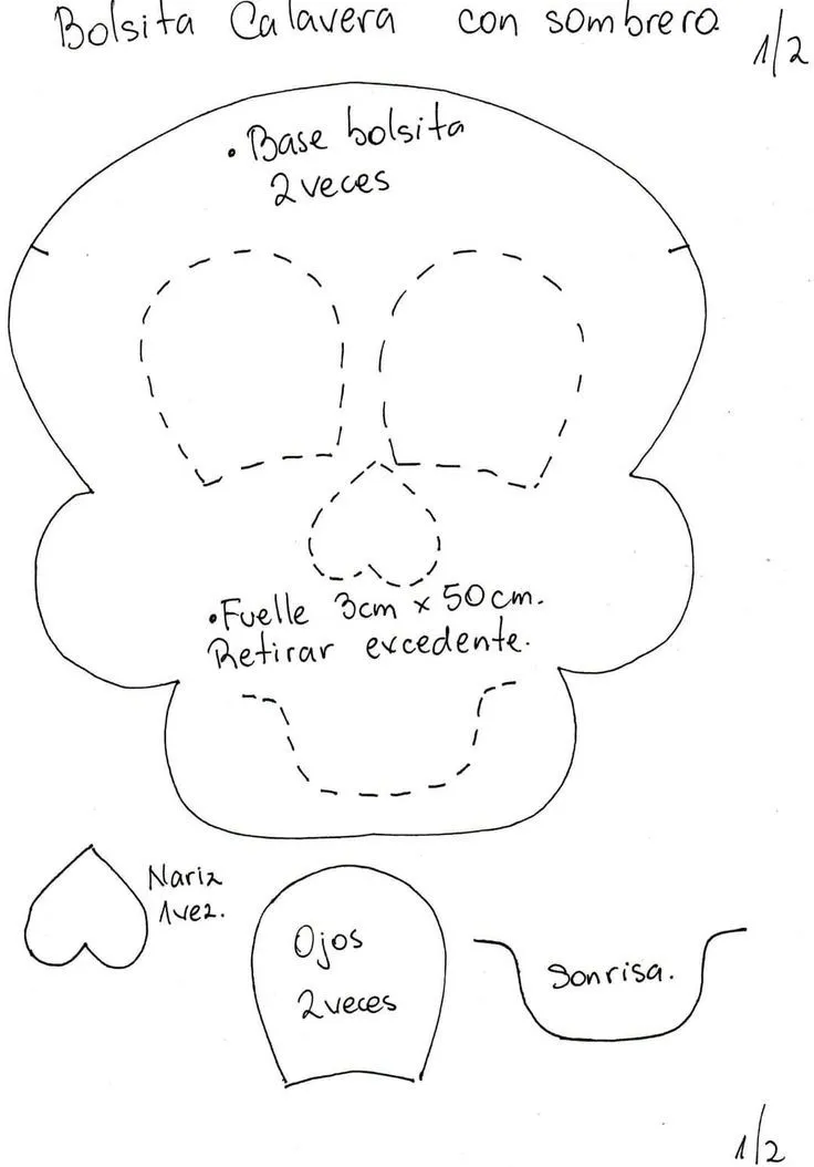 Molde bolsita calavera con sombrero 1/2. Imprimir en tamaño carta. | Apliques de halloween, Patrones de bordado de navidad, Almohadas de halloween Molde bolsita calavera con sombrero 1/2. Imprimir en tamaño carta. | Apliques de halloween, Patrones de bordado de navidad, Almohadas de halloween