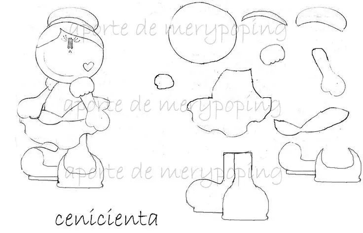 Molde cenicienta | Goma Eva | Pinterest