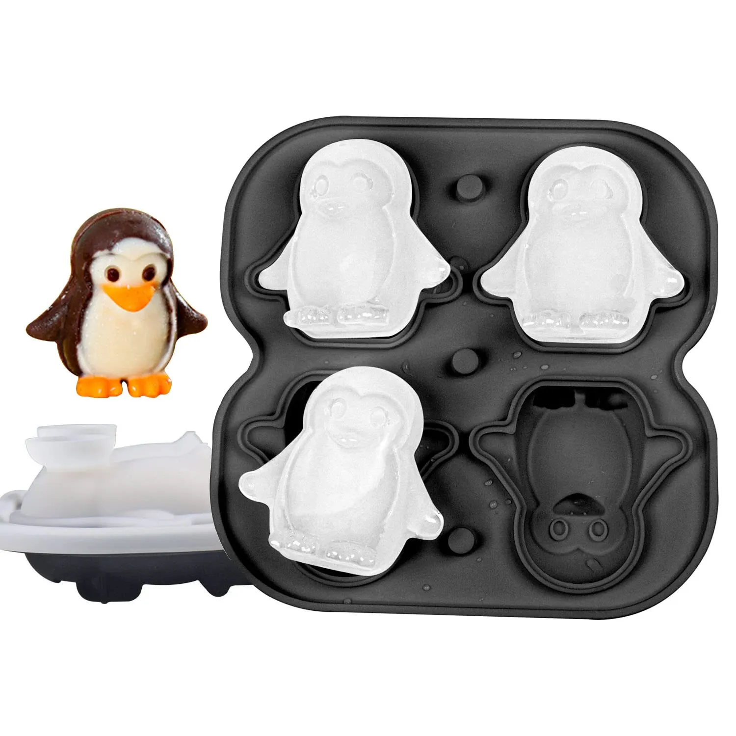 Molde para cubitos de hielo de pingüino, bandeja para cubitos de hielo,  forma divertida, hace 4