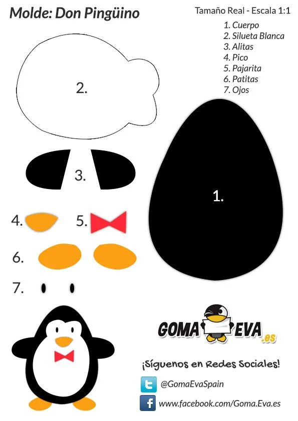 Molde Fofucha Don Pingüino | Free printable crafts, Felt crafts, Paper  piecing patterns