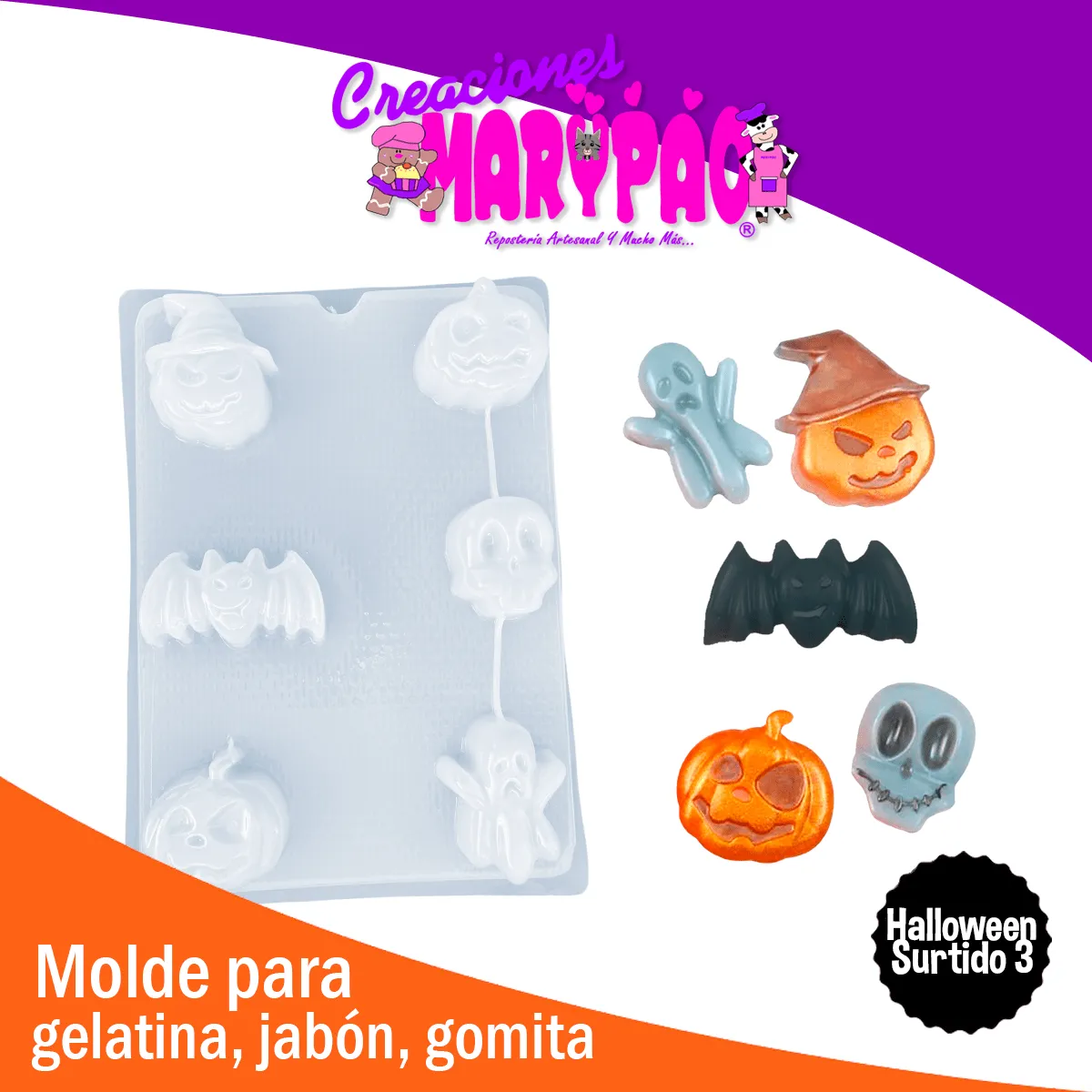 Molde Halloween Fantasma Calabaza Murciélago – Creaciones Marypao