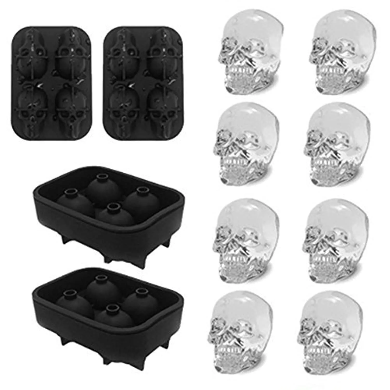 Molde para hielo 3D de calavera, fácil liberación de silicona, 8 bonitas y divertidas calaveras de hielo para whisky, cócteles y bebidas de zumo, color negro : Amazon.com.mx: Hogar y Cocina Molde para hielo 3D de calavera, fácil liberación de silicona, 8 bonitas y divertidas calaveras de hielo para whisky, cócteles y bebidas de zumo, color negro : Amazon.com.mx: Hogar y Cocina
