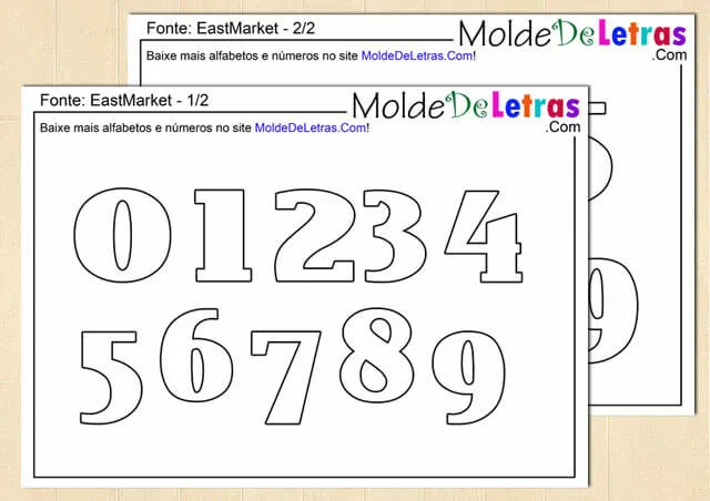 Molde de Letras e Números East Market …